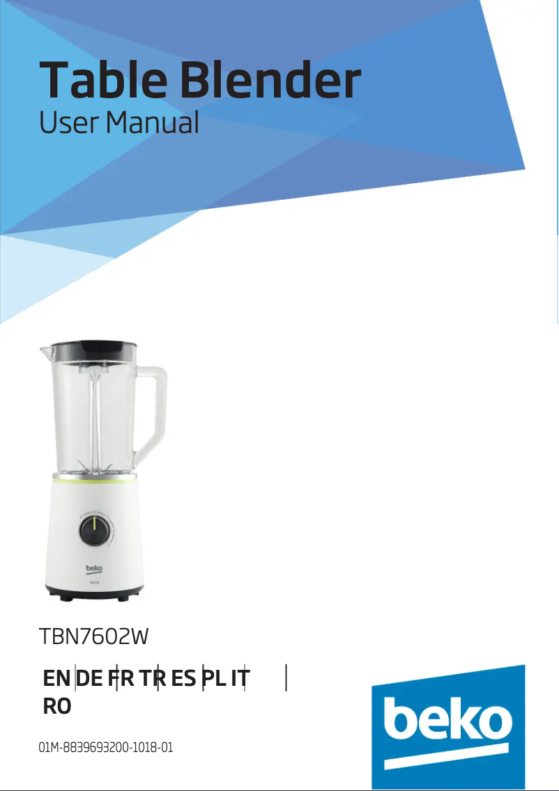 Page 1 de la notice Manuel utilisateur Beko TBN7602W