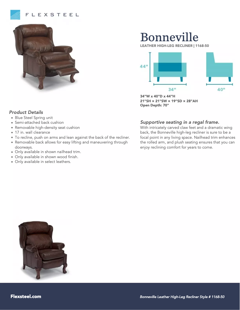 Page n°1 - Manuel utilisateur Flexsteel Bonneville 1168-50