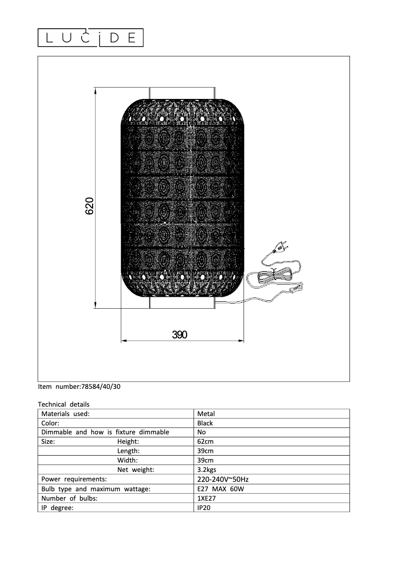 Image de la première page du manuel de l'appareil Tahar 78584/40/30