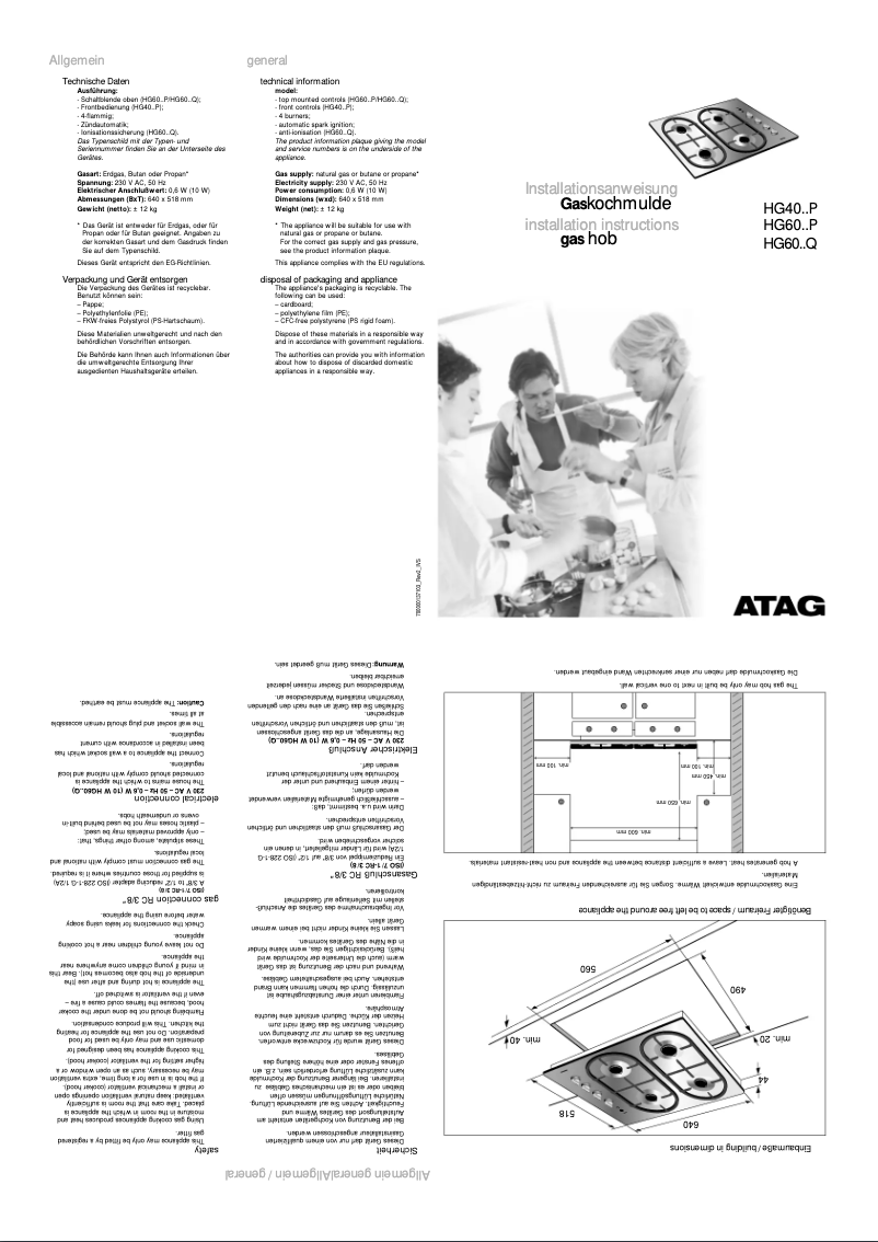 Page 1 de la notice Guide d'installation Atag HG4011PA25NL