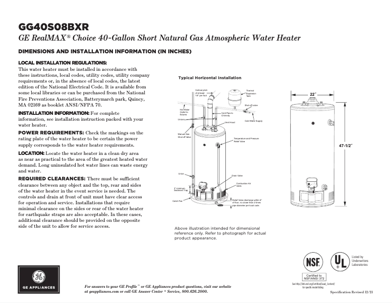 Image de la première page du manuel de l'appareil GG40S08BXR