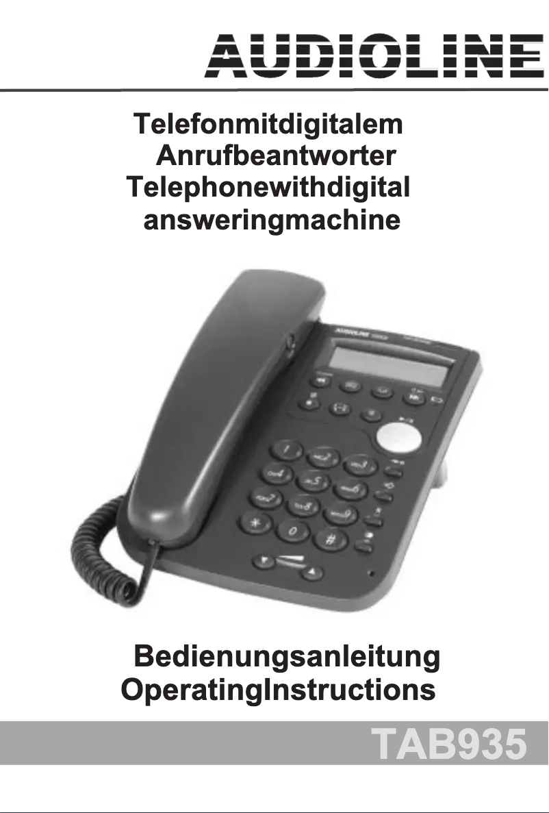 Page 1 de la notice Manuel utilisateur Audioline TAB935