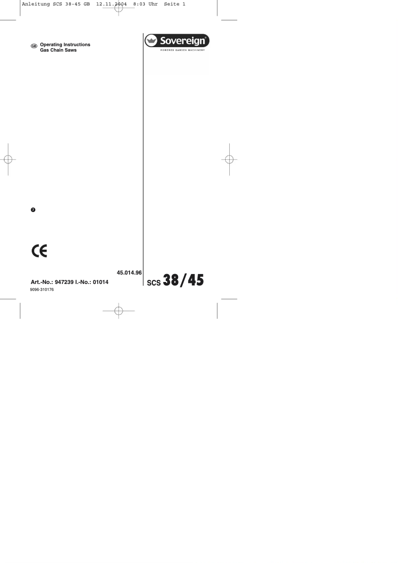 Page n°1 - Manuel utilisateur Sovereign SCS 38/45