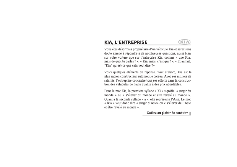 Page n°1 - Manuel utilisateur Kia Cerato (2007)