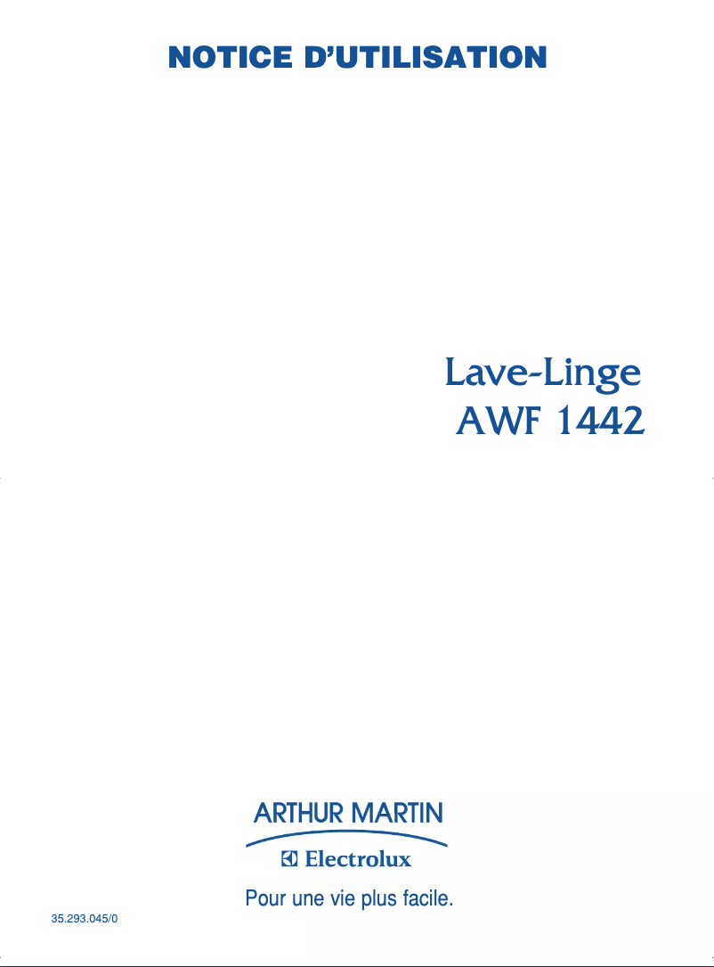 Page 1 de la notice Manuel utilisateur Arthur Martin-Electrolux AWF 1442