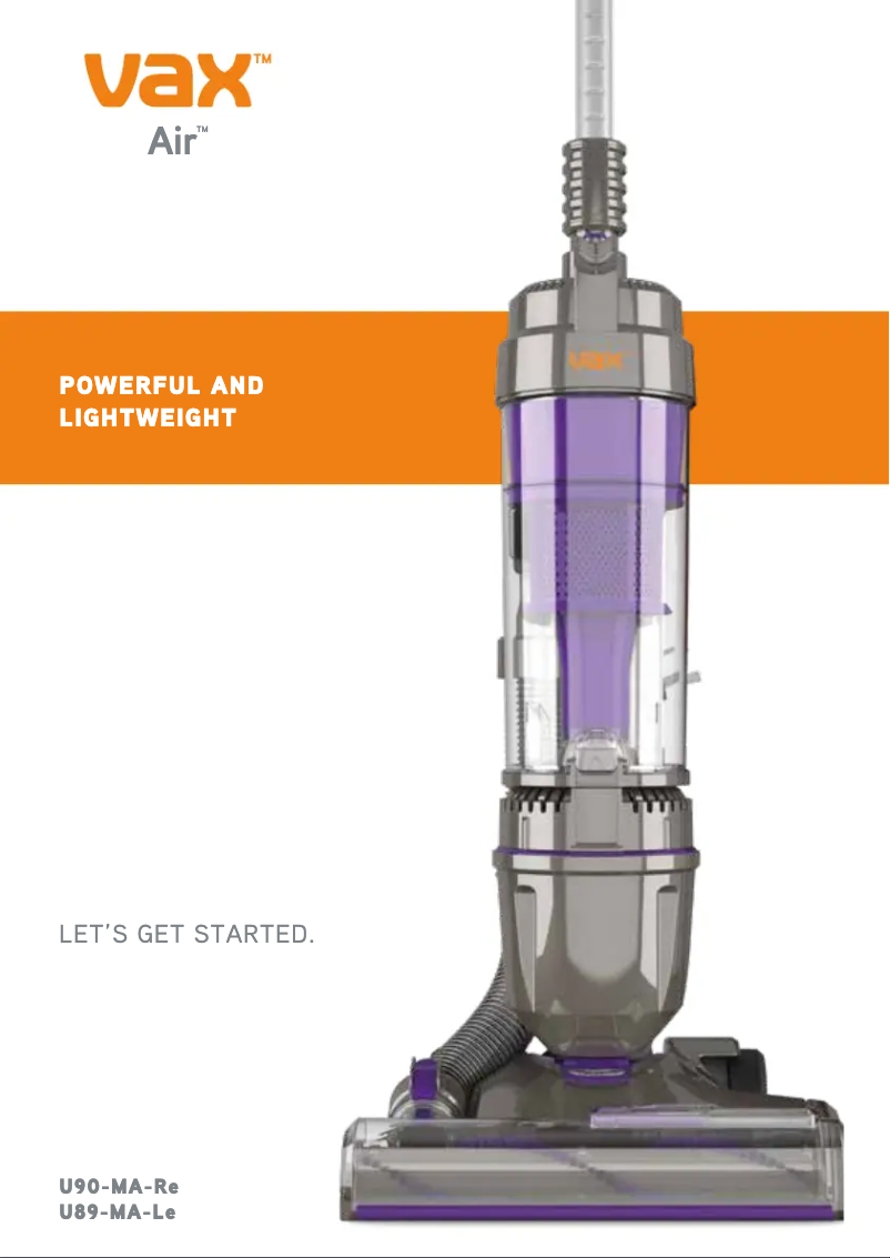 Page 1 de la notice Manuel utilisateur Vax Air U87-MAe