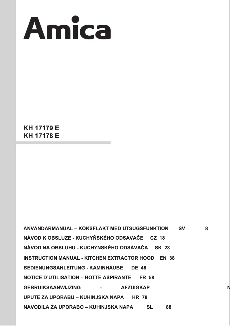 Page 1 de la notice Manuel utilisateur Amica KH 17178 E