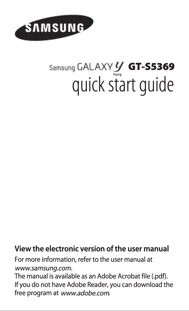 Página 1 del manual Guía de inicio rápido Samsung Galaxy Y