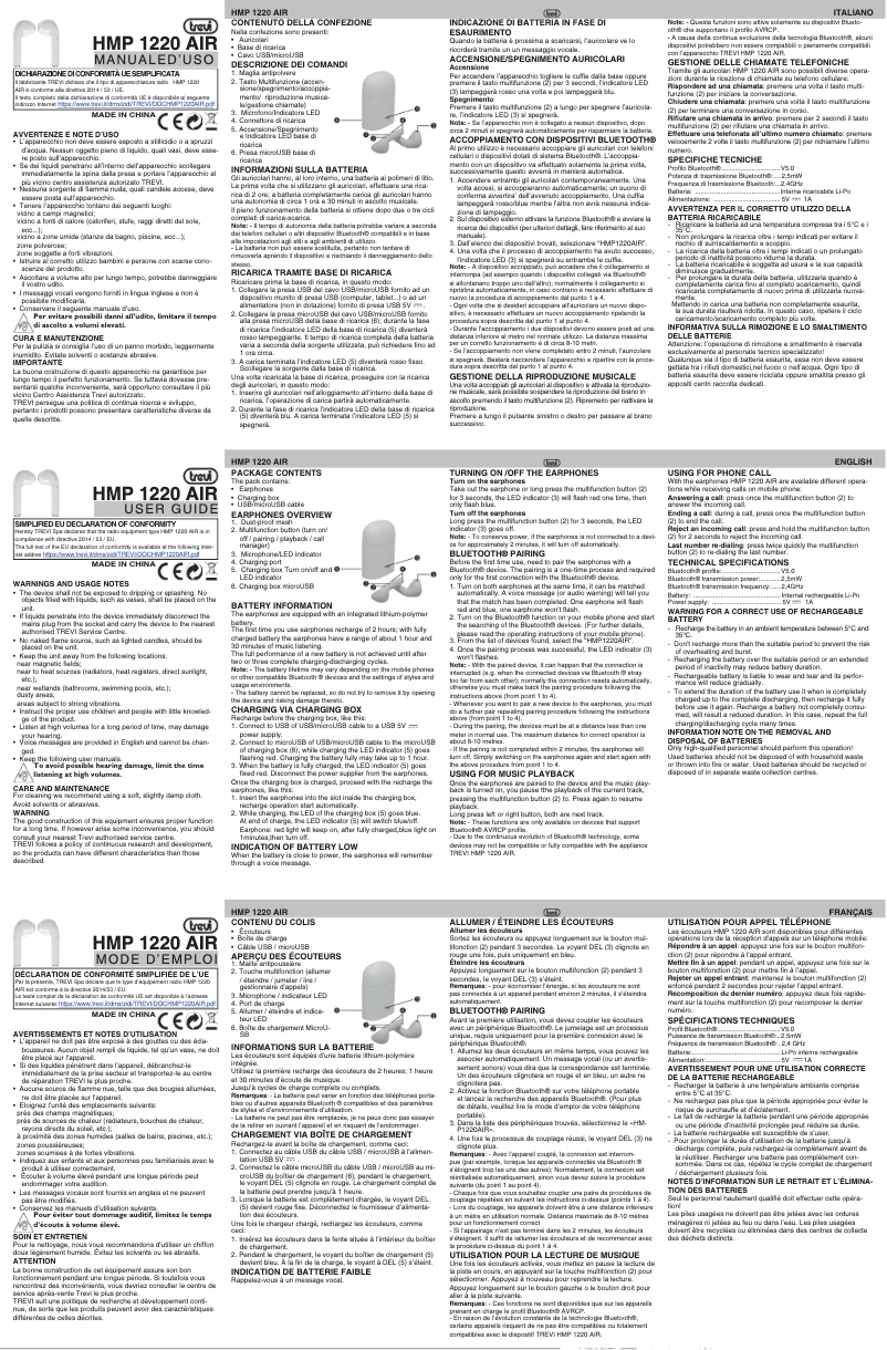 Image de la première page du manuel de l'appareil HMP 1220 AIR