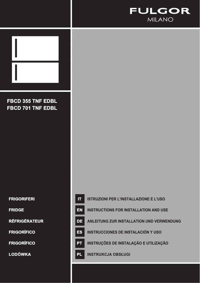 Page 1 de la notice Guide d'installation Fulgor Milano FBCD 355 TNF EDBL