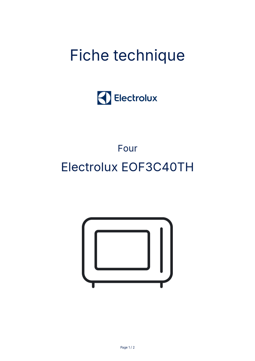 Page n°1 - Fiche technique Electrolux EOF3C40TH