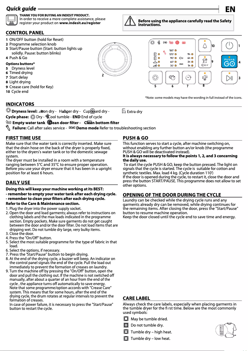 Página 1 del manual Manual de usuario Indesit YT M10 81 R EU