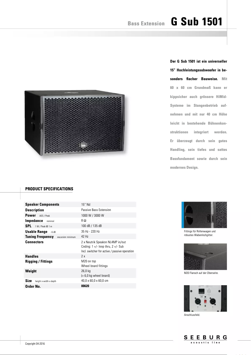 Page n°1 - Manuel utilisateur Seeburg G Sub 1501