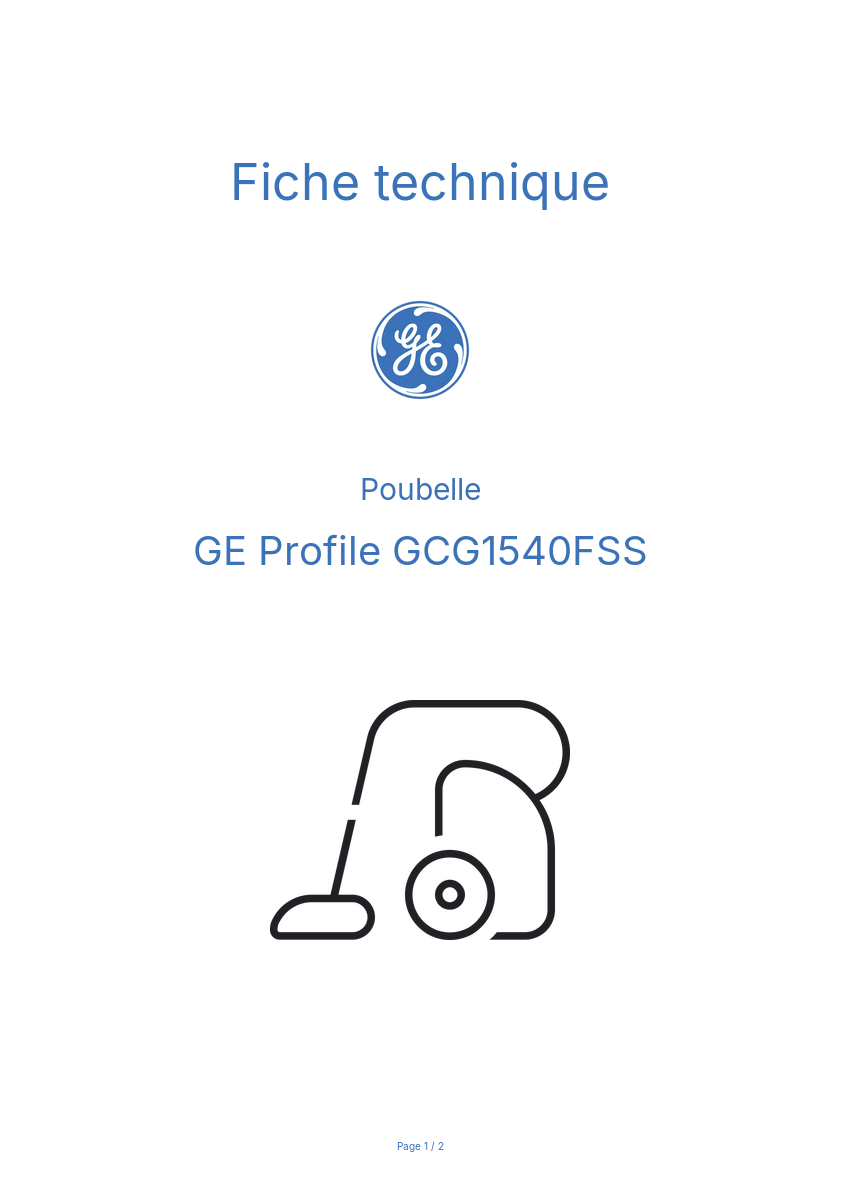 Page n°1 - Fiche technique GE Profile GCG1540FSS