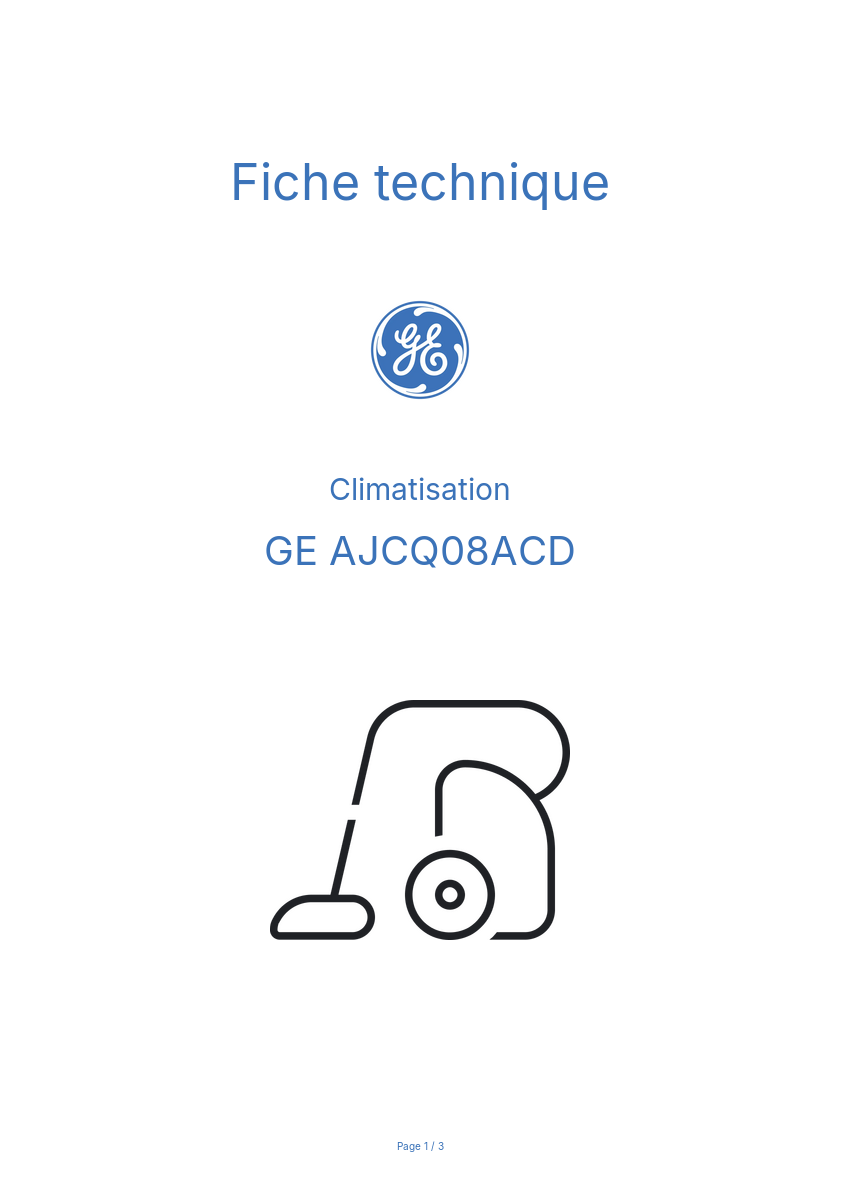Image de la première page du manuel de l'appareil AJCQ08ACD
