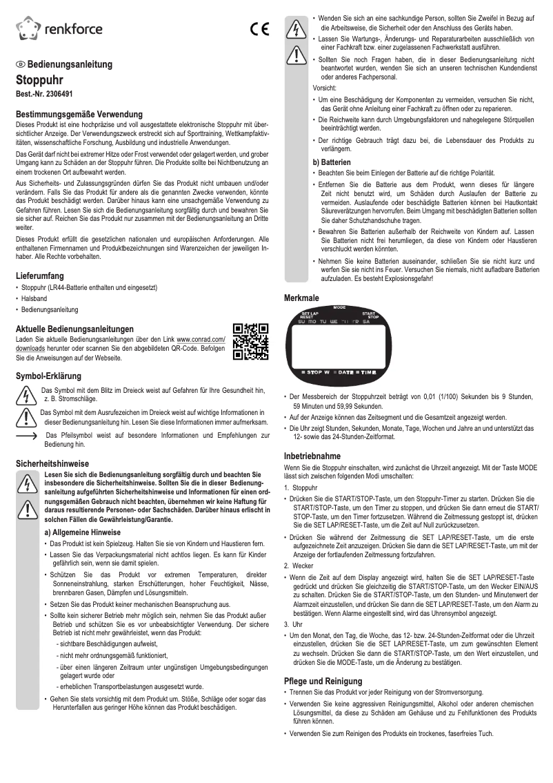 Page n°1 - Manuel utilisateur Renkforce RF-SW-110