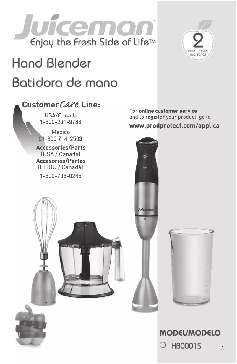 Page 1 de la notice Manuel utilisateur Juiceman HB0001S