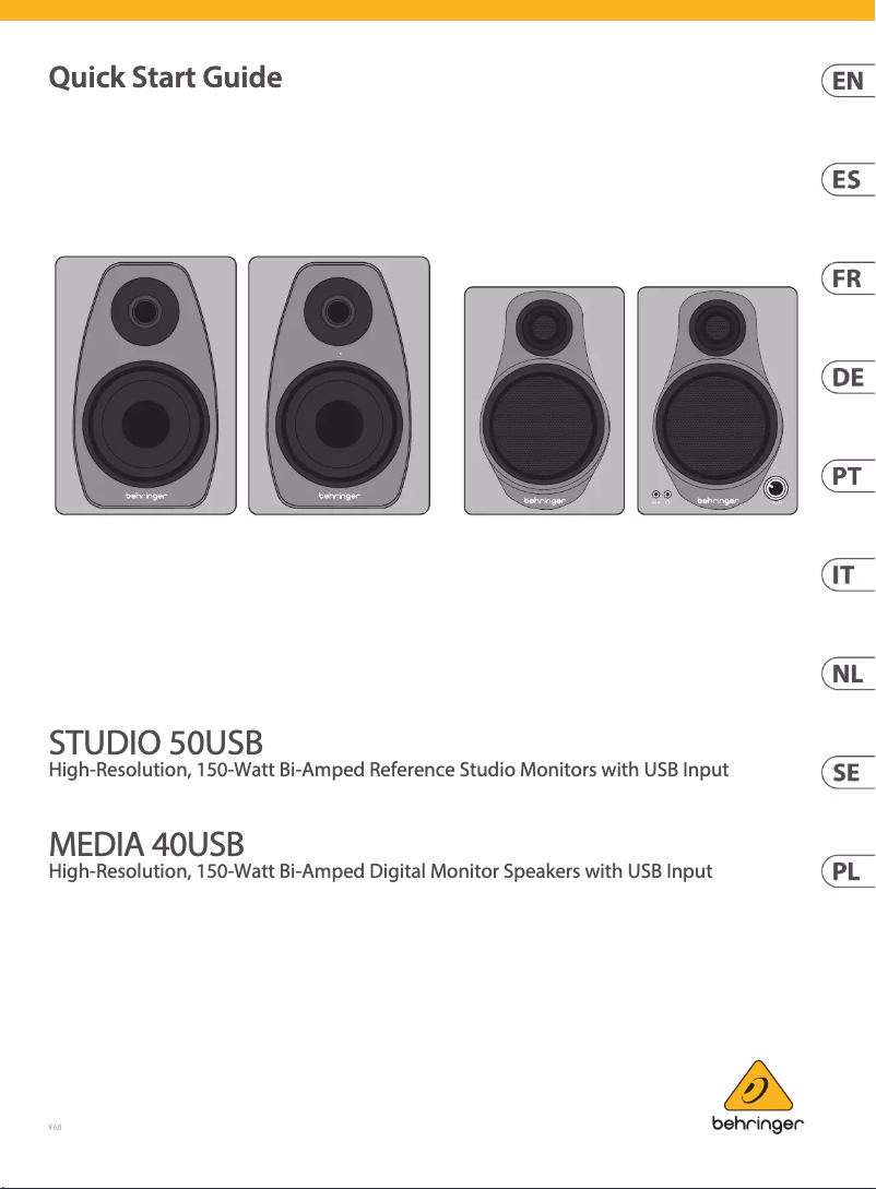 Página 1 del manual Guía de inicio rápido Behringer Studio 50USB