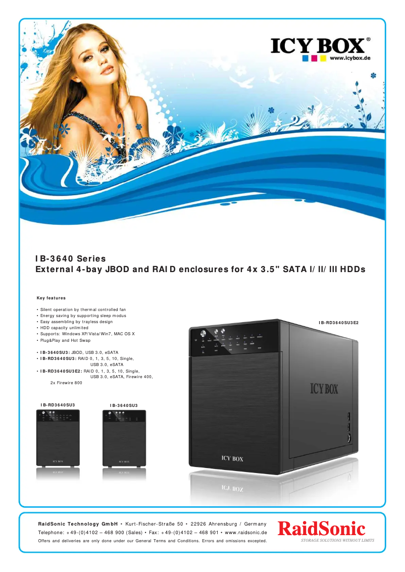 Page 1 de la notice Fiche technique Icy Box IB-RD3640SU3