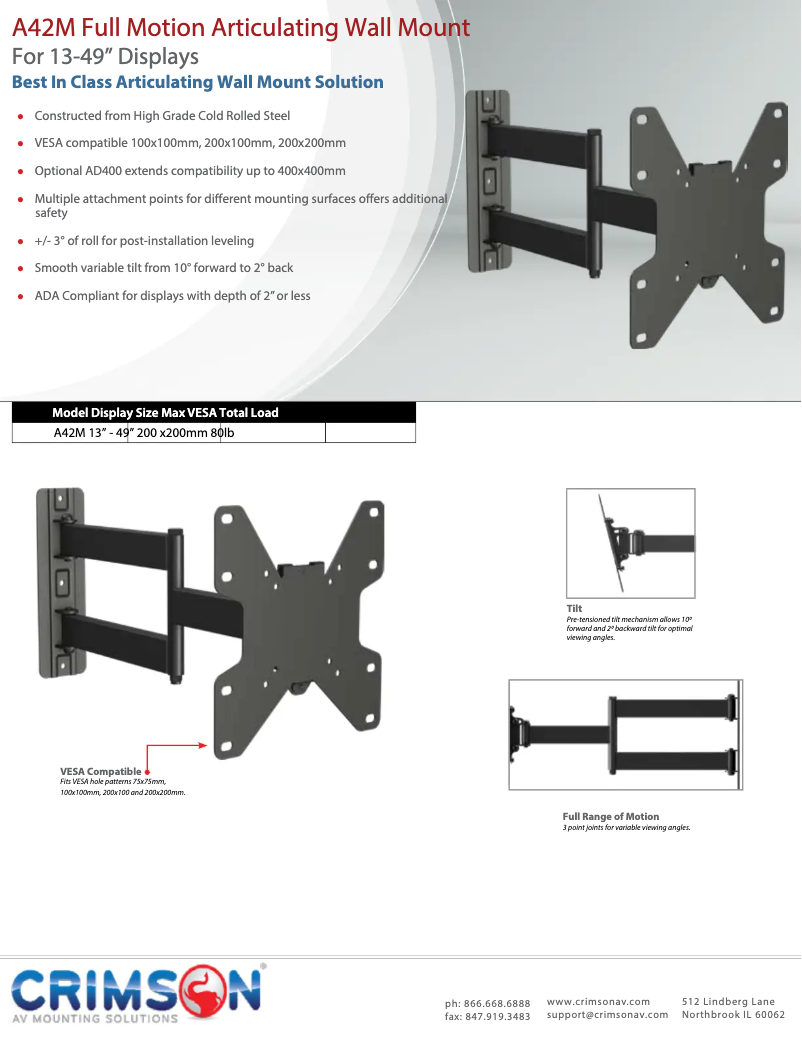 Page n°1 - Fiche technique Crimson A42M