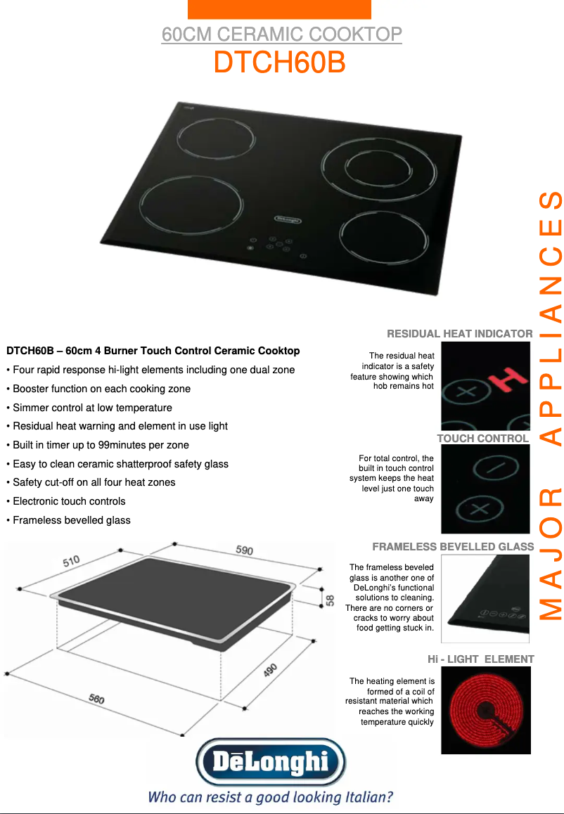 Page 1 de la notice Fiche technique DeLonghi DTCH60B