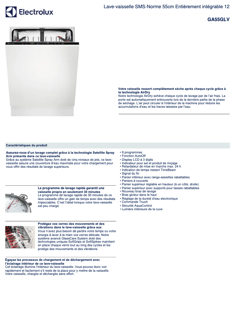 Page n°1 - Fiche technique Electrolux GA55GLV