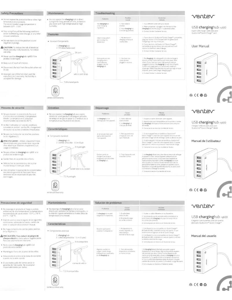 Page n°1 - Manuel utilisateur Ventev USB charginghub rq600