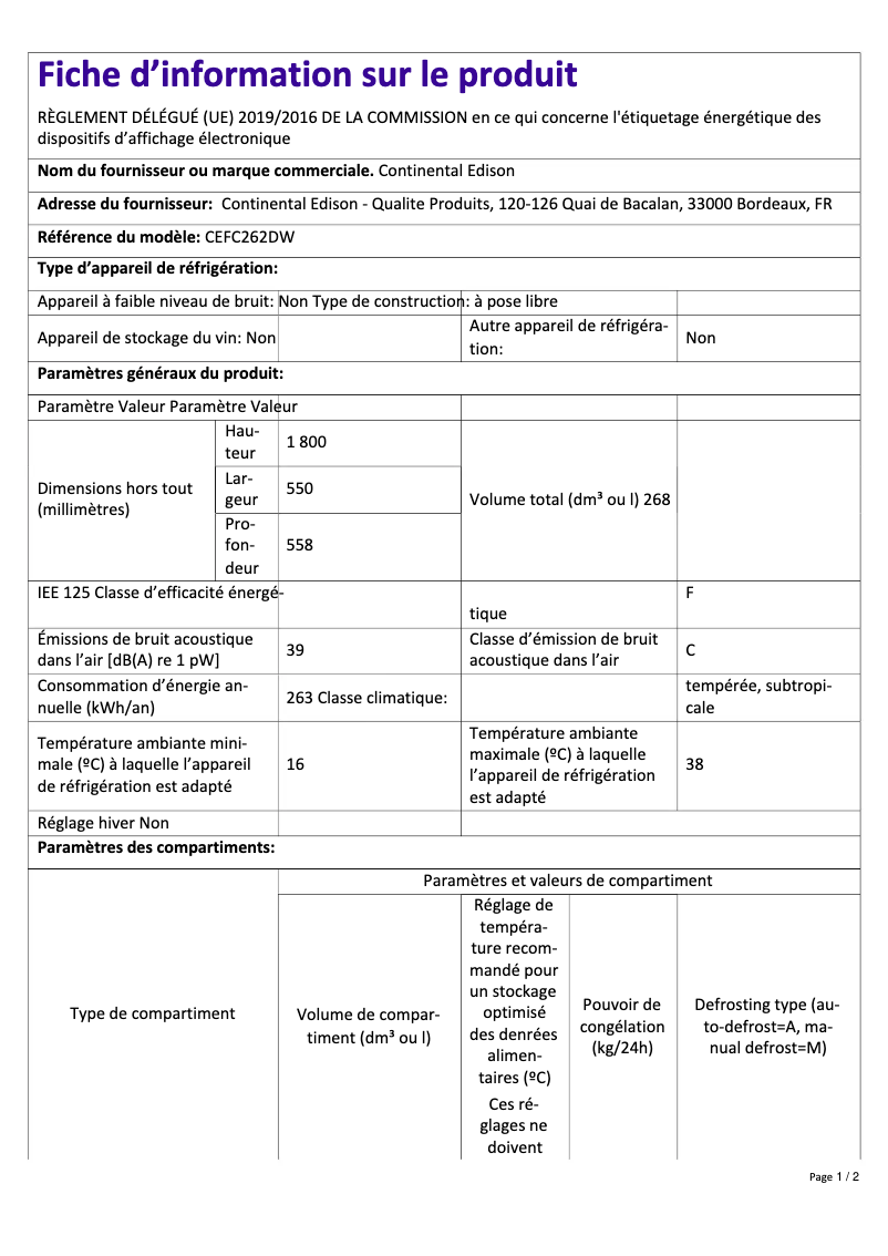 Image de la première page du manuel de l'appareil CEFC262DW