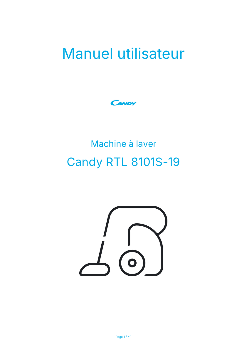 Page n°1 - Manuel utilisateur Candy RTL 8101S-19