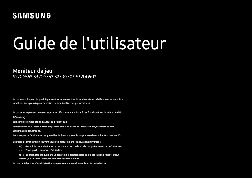 Page 1 de la notice Manuel utilisateur Samsung S32DG502EU