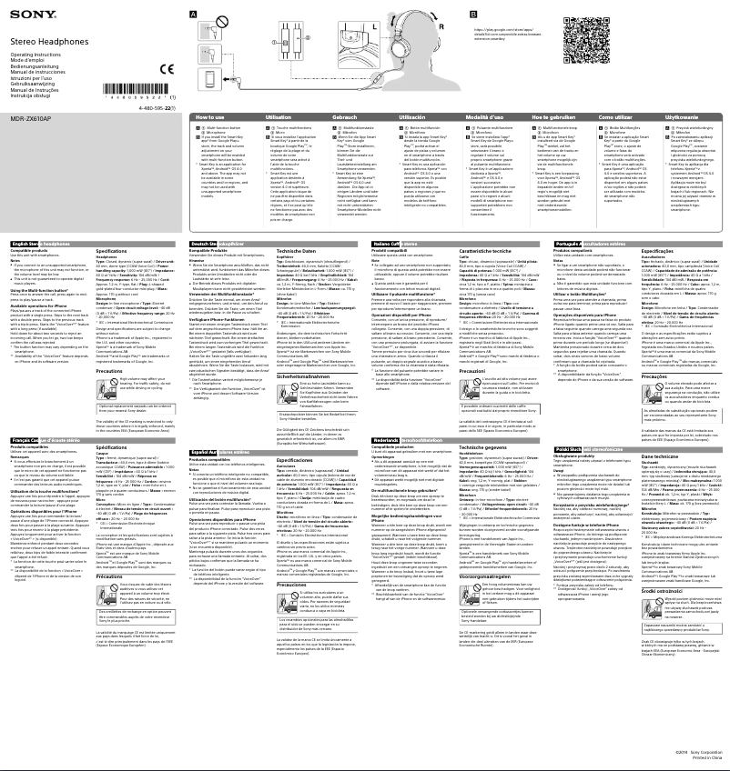 Página 1 del manual Manual de usuario Sony MDR-ZX610AP
