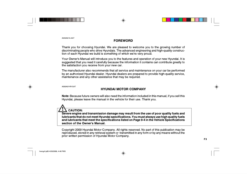 Imagen de la primera página del manual del dispositivo H-100 Truck (2010)
