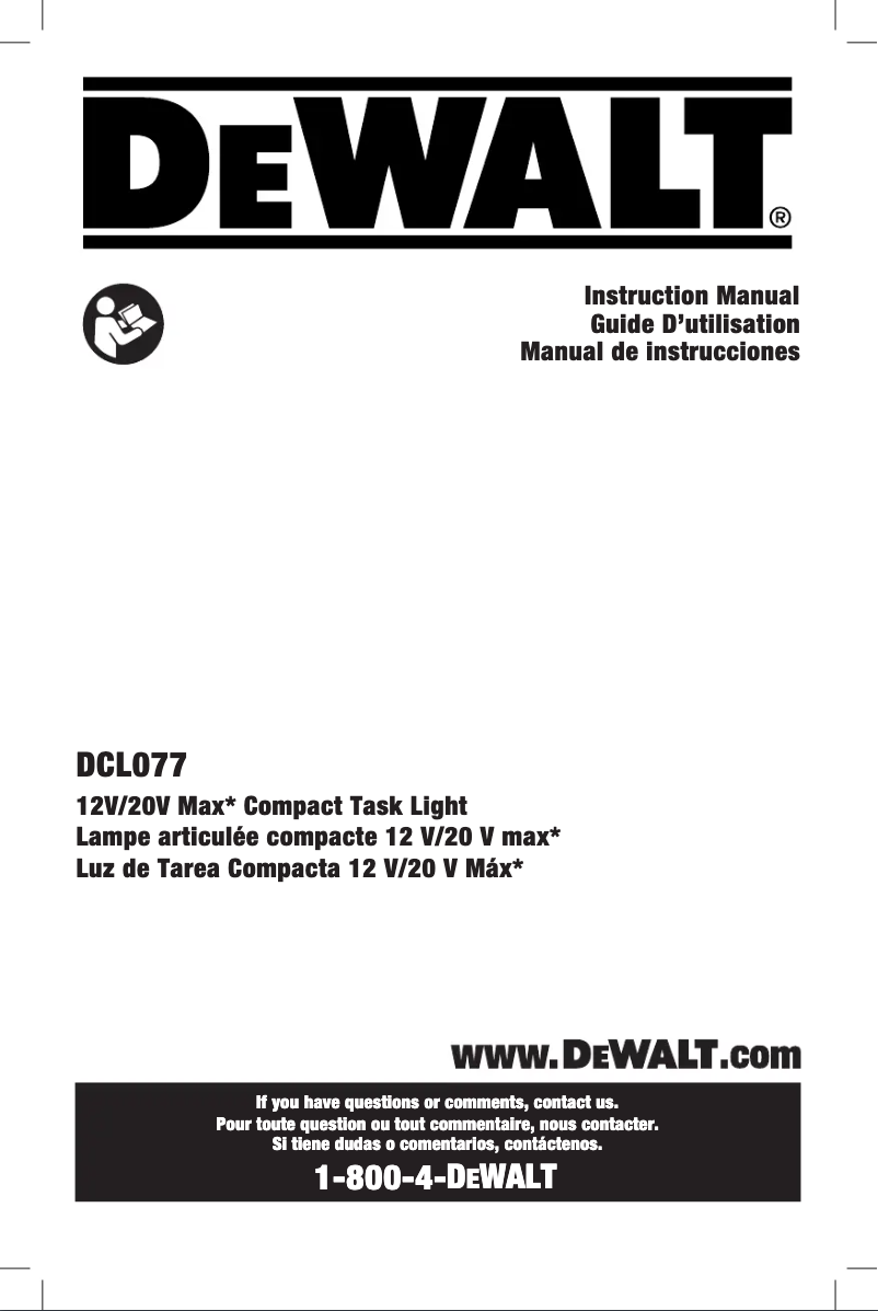 Page n°1 - Manuel utilisateur DeWalt DCL077