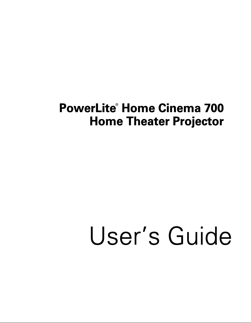 Page 1 de la notice Manuel utilisateur Epson PowerLite Home Cinema 700