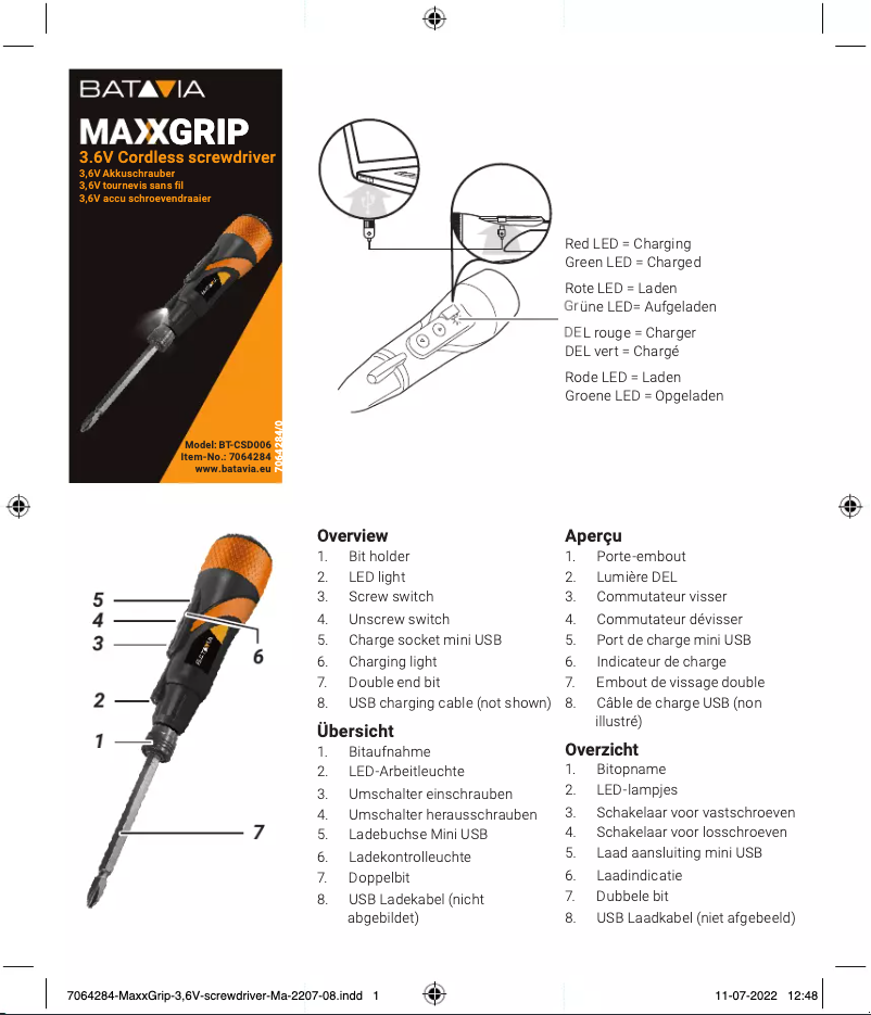 Página 1 del manual Manual de usuario Batavia Maxxgrip BT-CSD006