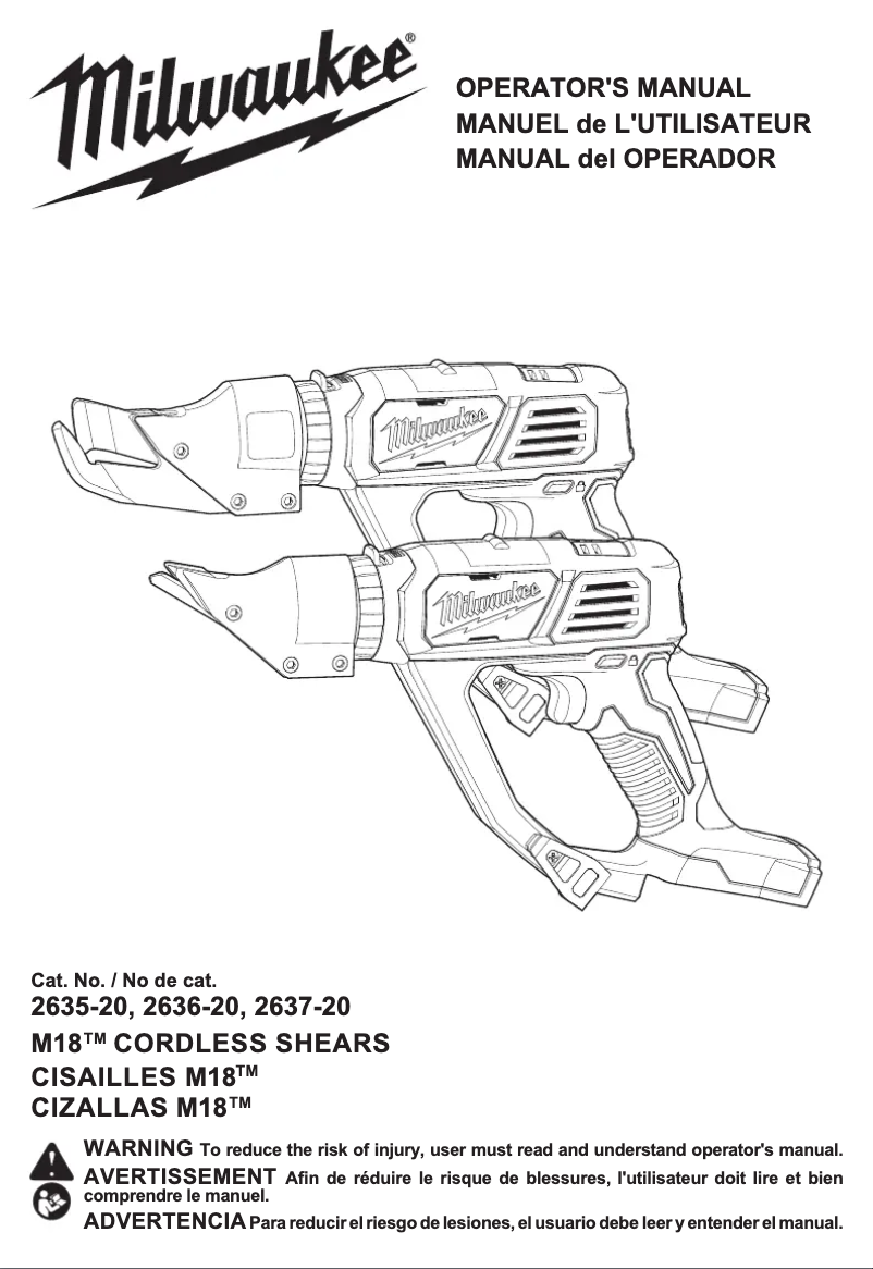 Page n°1 - Manuel utilisateur Milwaukee 2637-20