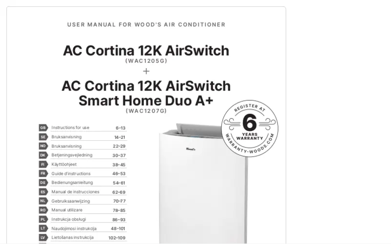 Image de la première page du manuel de l'appareil AC Cortina 12K AirSwitch
