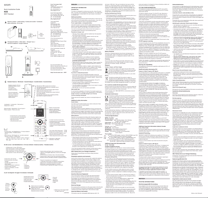 Page n°1 - Guide de démarrage rapide Snom M25