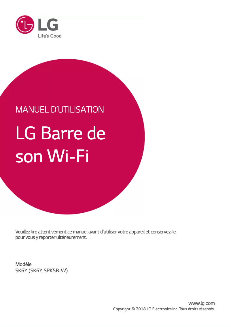 Image de la première page du manuel de l'appareil SK6Y