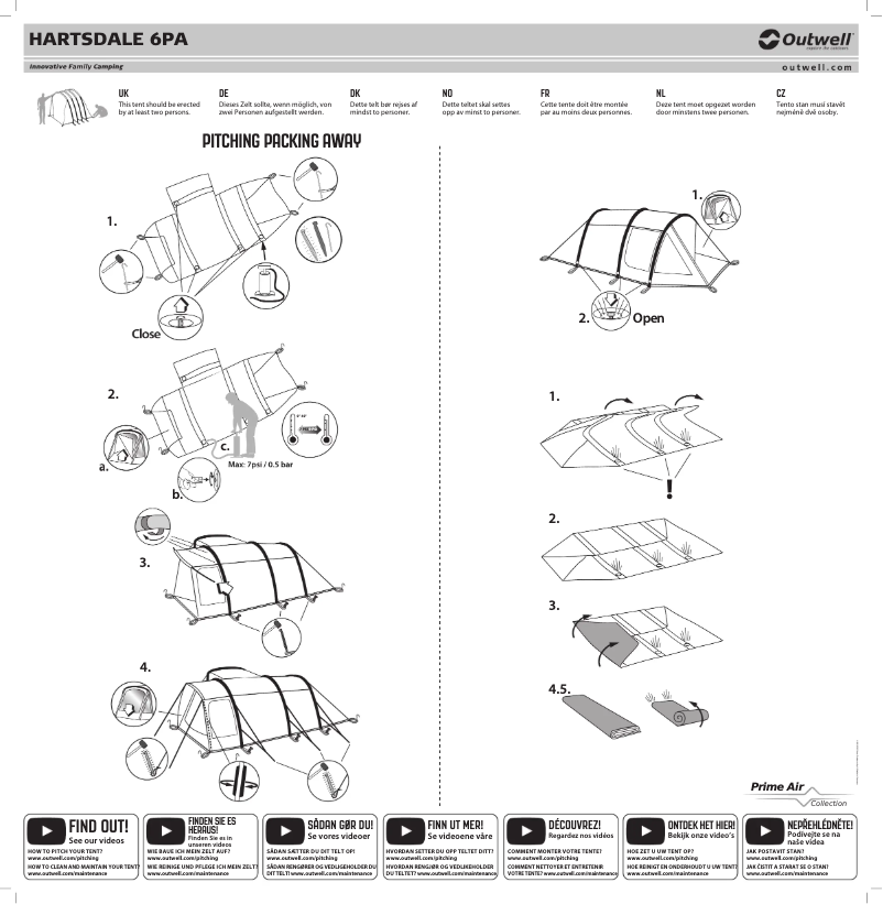 Page 1 de la notice Manuel utilisateur Outwell Hartsdale 6PA