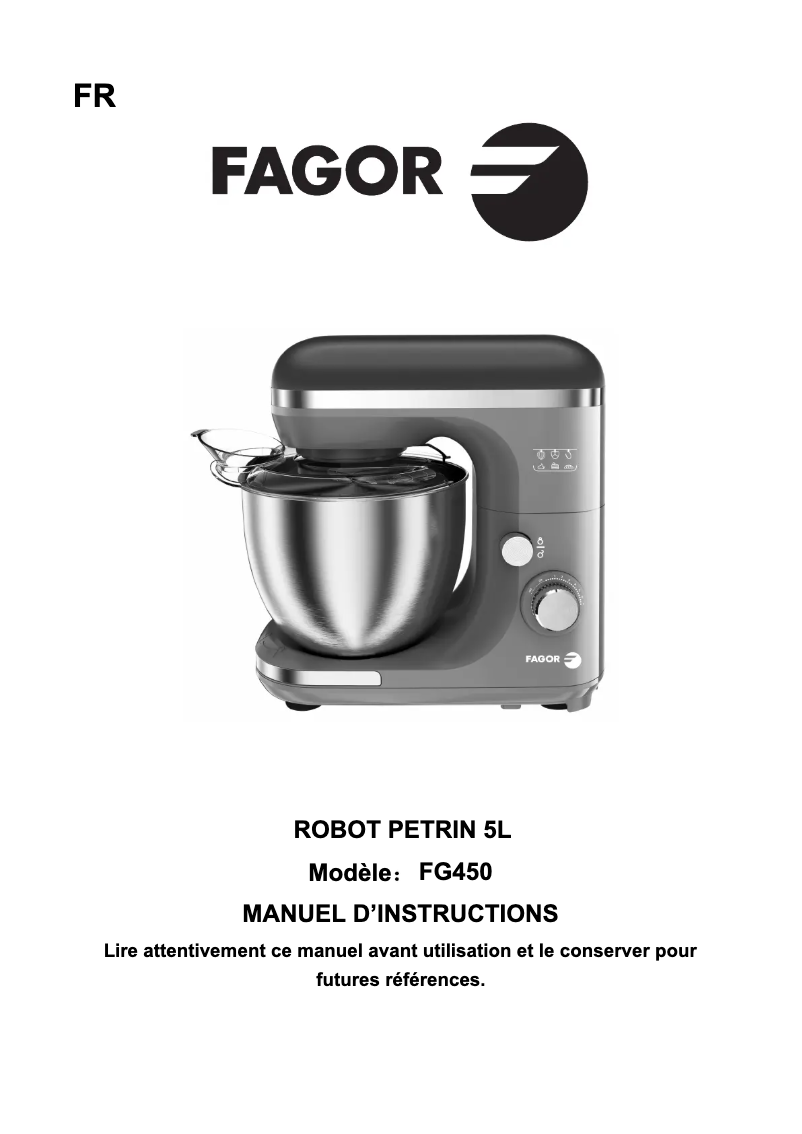 Page 1 de la notice Manuel utilisateur Fagor FG450