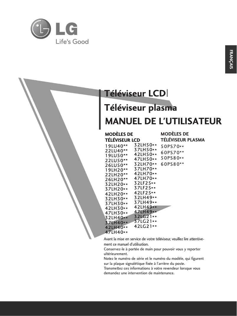 Page n°1 - Manuel utilisateur LG 22LH2020
