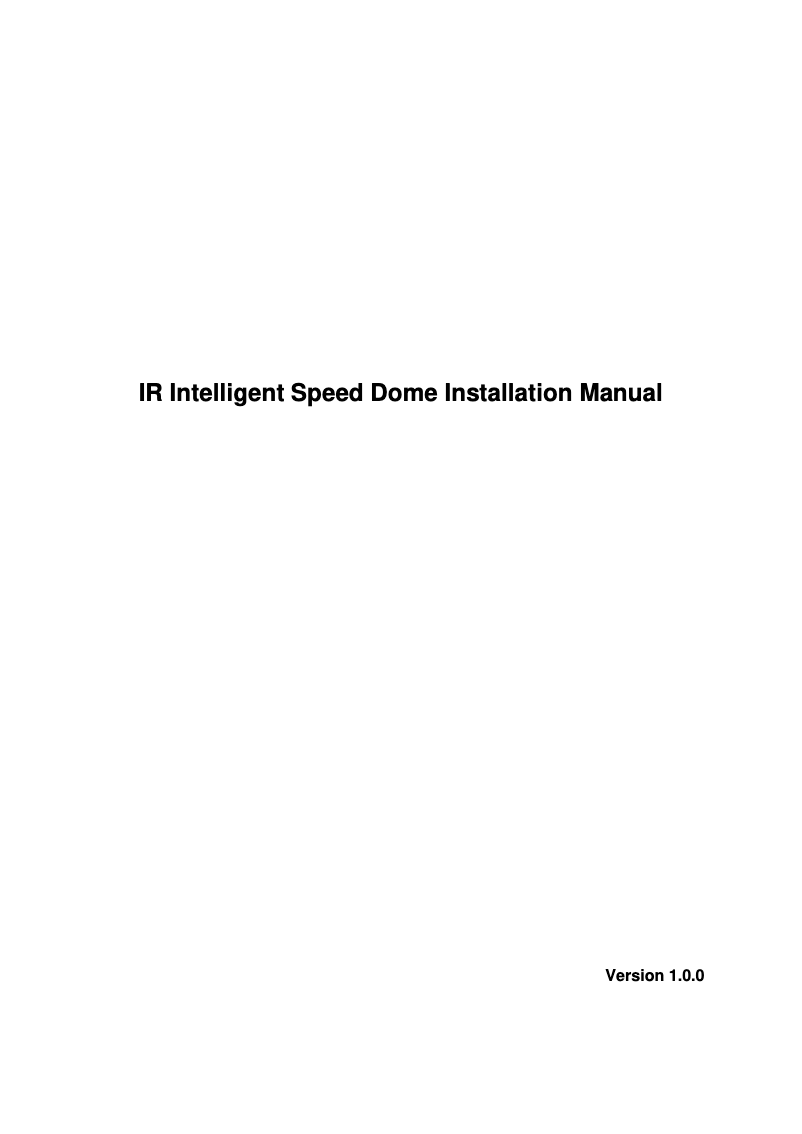 Page n°1 - Manuel utilisateur Dahua Technology Ultra SD8A240VI-HNI