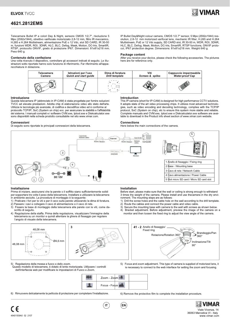 Page 1 of the manual Instructions / Assembly Vimar ELVOX 4621.2812EMS