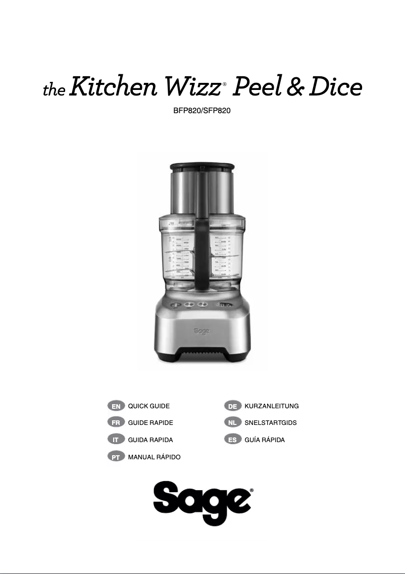 Image de la première page du manuel de l'appareil the Kitchen Wizz Peel & Dice BFP820