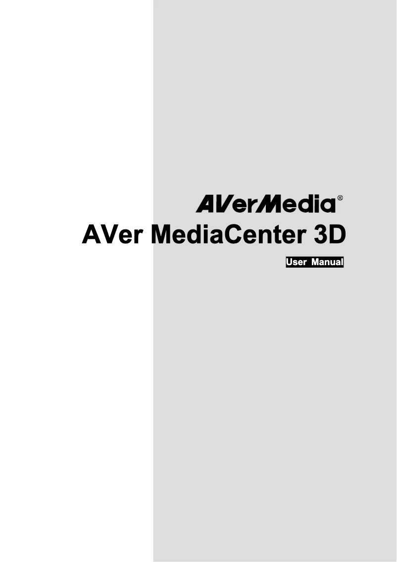 Page n°1 - Manuel utilisateur AVerMedia AVerTV HD DVR