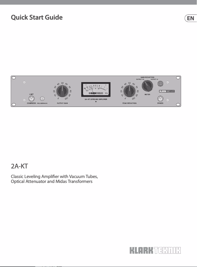 Page 1 de la notice Guide de démarrage rapide Klark Teknik KT-2A