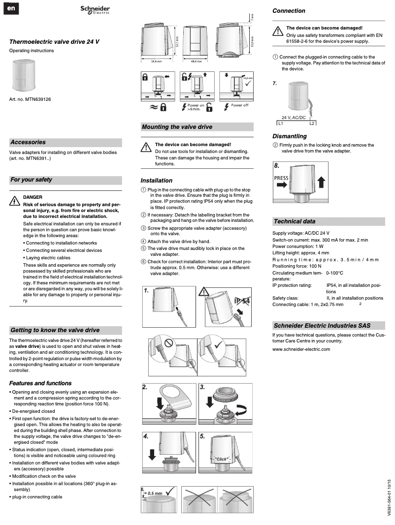 Page 1 de la notice Manuel utilisateur Schneider MTN639126