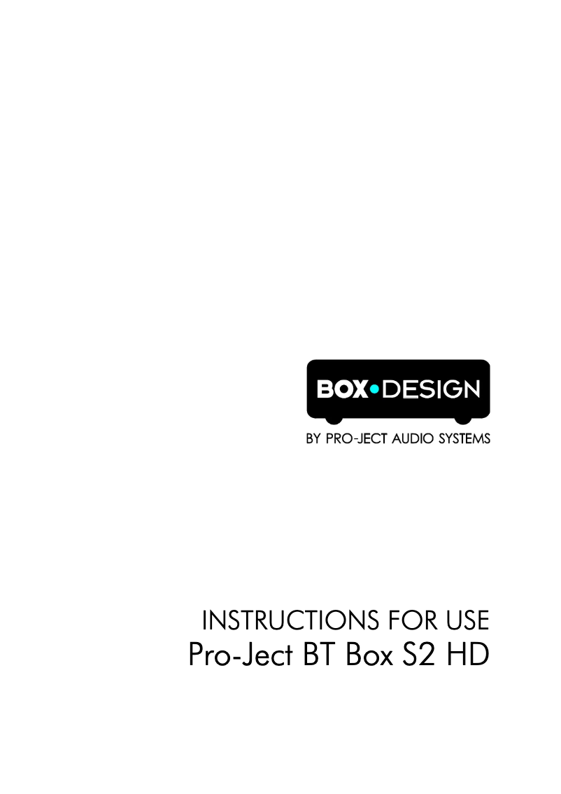 Page 1 de la notice Manuel utilisateur Pro-Ject Bluetooth Box S2