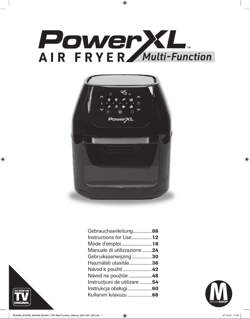 Page n°1 - Manuel utilisateur PowerXL AirFryer Multi-Function